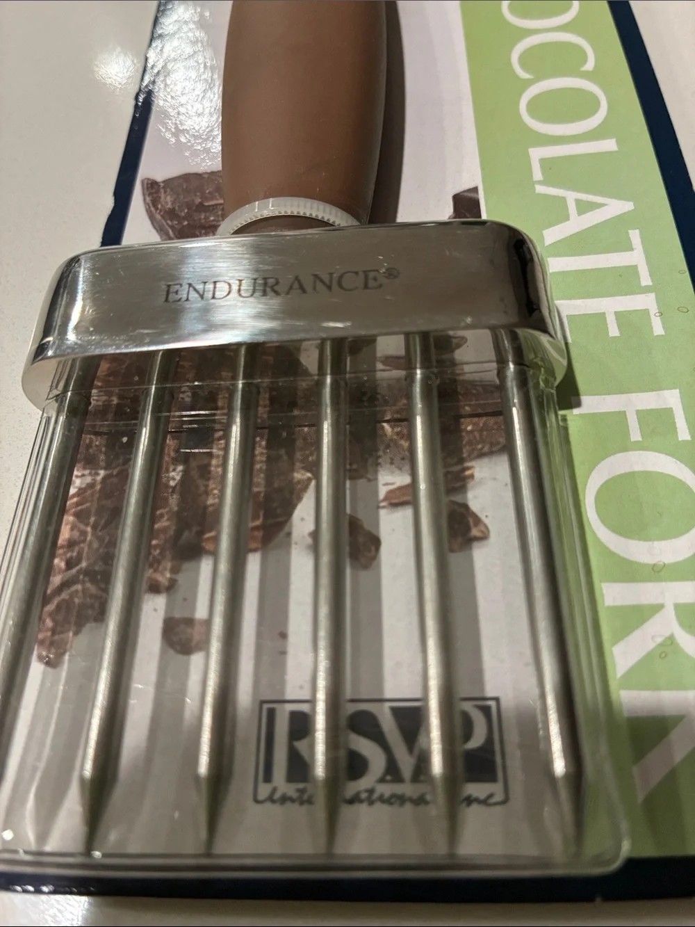 RSVP ENDURANCE PRO (NWT) Chocolate Fork - Brown Handle & 6 Stainless Steel Tines